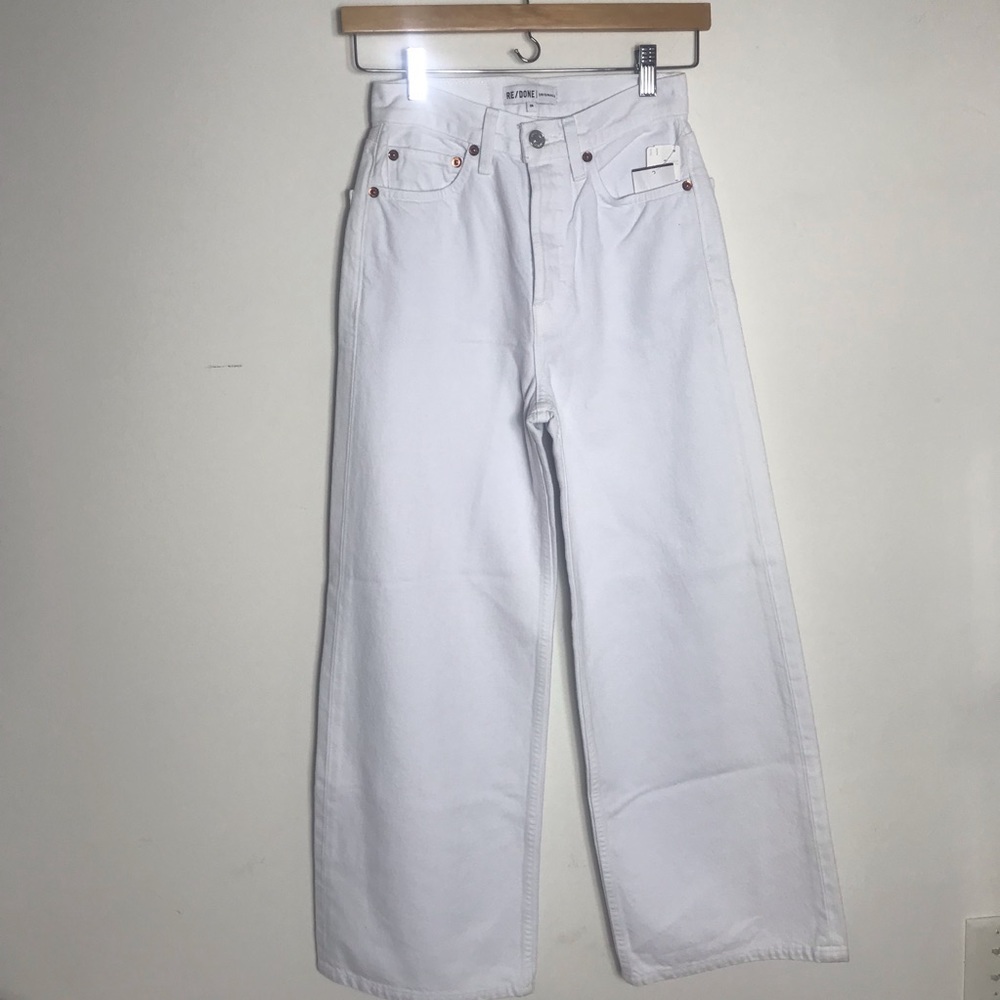 Re/Done 60’s Extreme Wide Leg White Jeans
